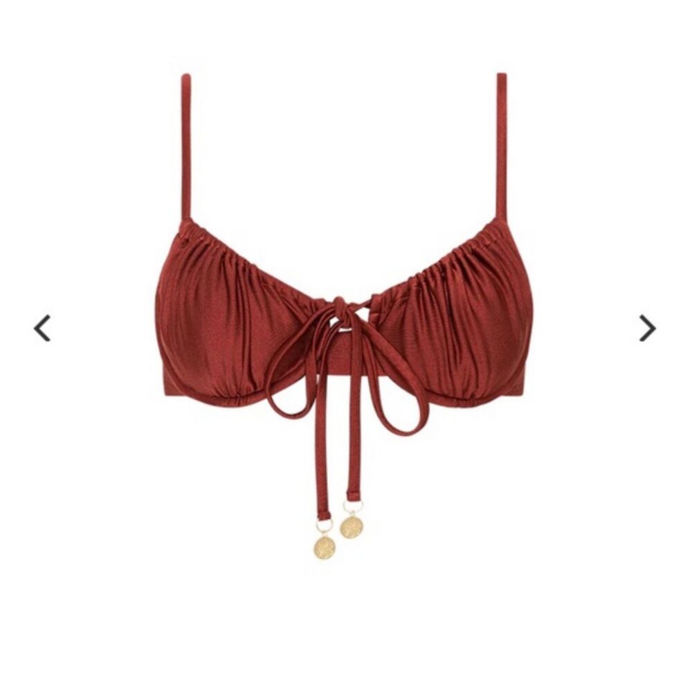 Kulani Kinis Ruched Underwire Bra Bikini Top - Sweet Cinnamon EUC - Picture 5 of 6